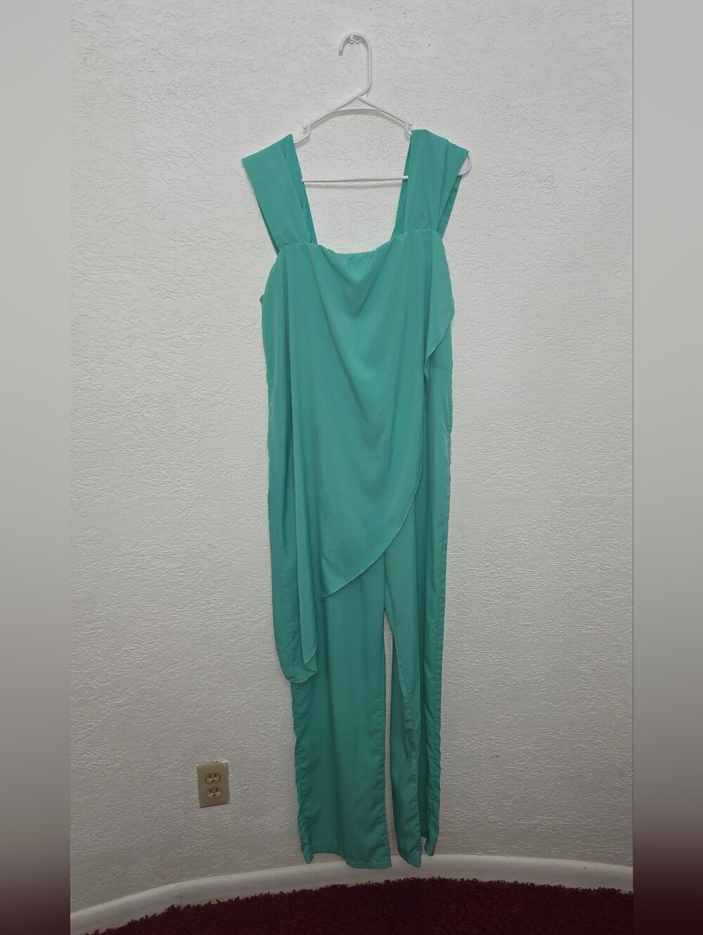 Sleeveless Teal Draped Jumpsuit Zipper Side XL